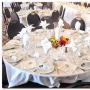 Tables with white tablecloths