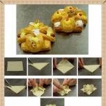 Как да направите пайове: кифли от тесто с мая, стъпка по стъпка снимки, инструкции как да опаковате правилно, красив пай, видео